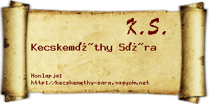 Kecskeméthy Sára névjegykártya